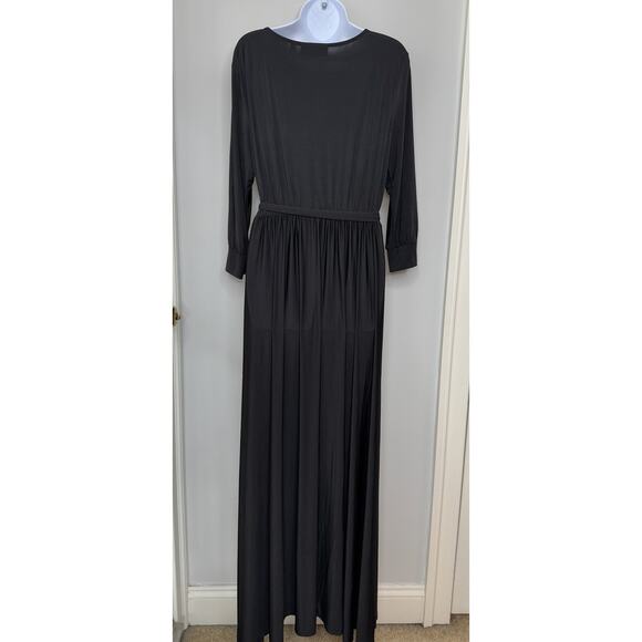Laurie Felt Wrap Front Maxi Dress Dress L Black Goth Witchy Spooky Stretchy Glam - Picture 6 of 16
